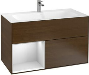 V&B Finion Waschtischunterschrank mit Wandbeleuchtung, Weiß lackiert, Breite: 99,6 cm, Tiefe: 49,8 cm, Höhe: 1,0 cm - Bild 1