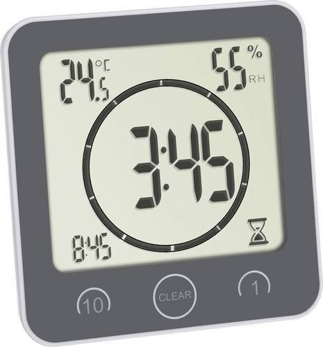 TFA Dostmann Digitale Bad- und Küchenuhr mit Timer in Grau - Bild 1