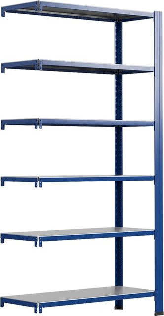 AR Shelving T Profile Zusatzmodul Regal in Blau und Verzinkt mit 6 Böden, H x B x T: 250 x 120 x 30 cm - Bild 1