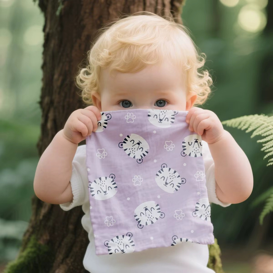 Happyflute 4-teiliges Set quadratische Gesichtshandtücher aus 100 % Baumwoll-Musselin, weiche Gaze-Babytücher und Waschlappen für Neugeborene - Bild 2