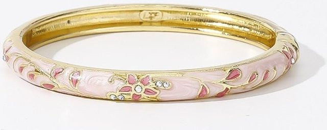 JIOUjitang Armreif Emaille, Vintage, Blume, Messing, Damen, beige - Bild 1