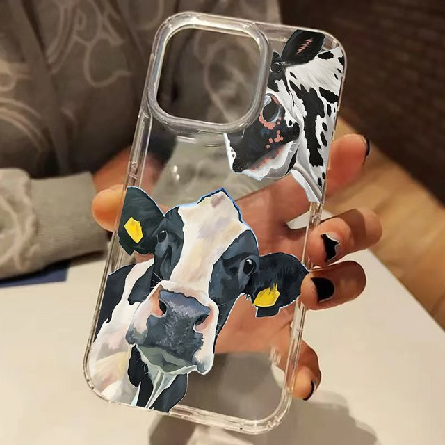 Transparente Silikon Handyhülle mit Kuhmuster für Apple iPhone Modelle (iPhone 11 bis iPhone 17 Pro Max) - Bild 1