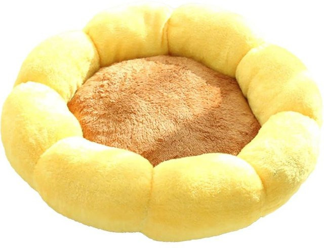 Pet Products My Hundebett in Blumenform, rundes Haustierbett aus Leder und Mikrofaser, Gelb - Bild 1