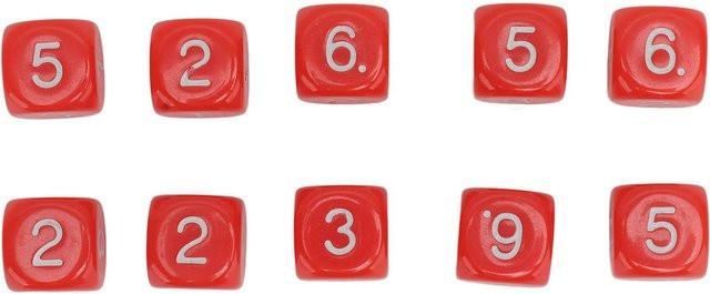 Fishine 6-seitige Zahlwürfel, Kunststoff, Rot, 20-teiliges Set - Bild 1