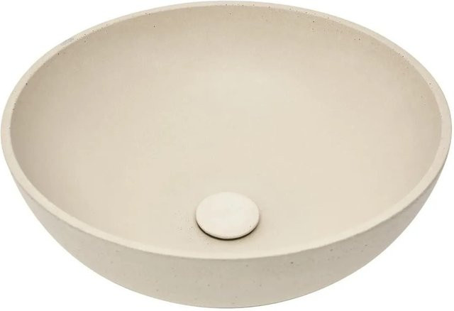 Swiss Aqua Technologies Aufsatzwaschbecken Cemento Waschschale Sandmatt Rund aus Mineralguss ohne Überlauf B: 42 cm, T: 42 cm, H: 15 cm - Bild 1