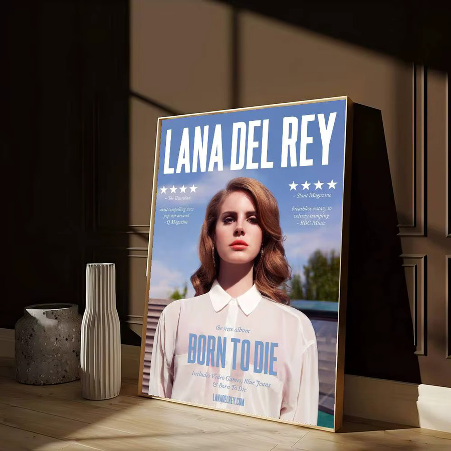 Lana Del Rey Retro Film Aufkleber in Schwarz und Rosa, Ästhetische Kunst Poster aus Kraftpapier für dein Zimmer oder Café, B/H: 15 x 15 cm - Bild 5