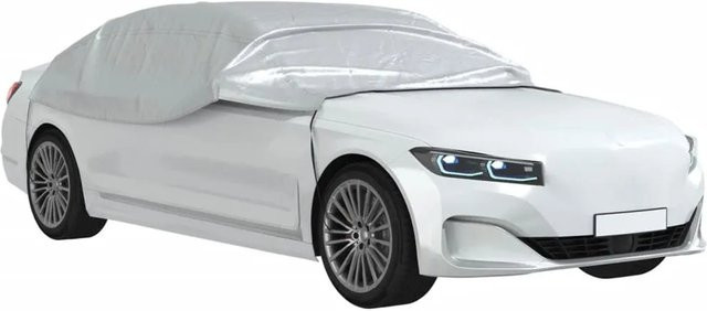 vidaXL Autoabdeckung Halbgarage mit Haken Silbern XL aus PEVA - Bild 1