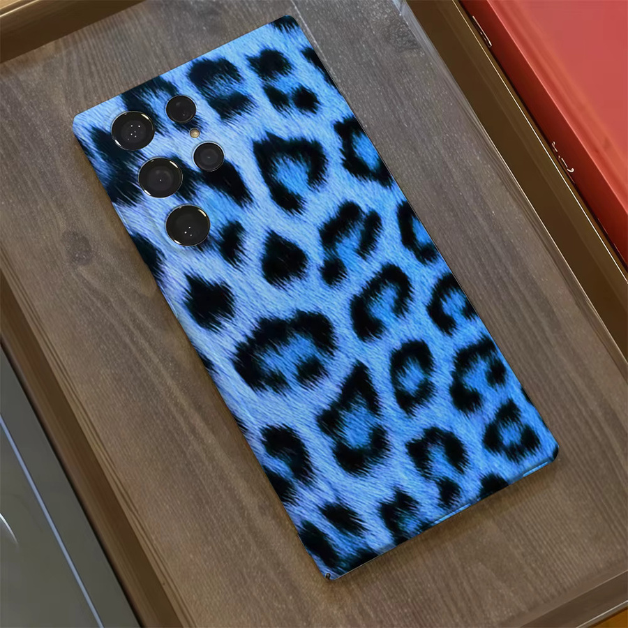 Potdemiel Handyhülle mit Leopardenmuster in Tiefblau für Samsung Galaxy S25, S24, S23 Ultra Plus, A35 und A55 mit glänzender HD-Hartschale - Bild 2