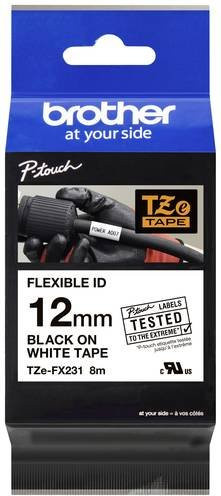 Brother Schriftbandkassette TZe-FX231 Flexibel, Breite: 12 mm, Farbe: Weiß, Schriftfarbe: Schwarz - Bild 1