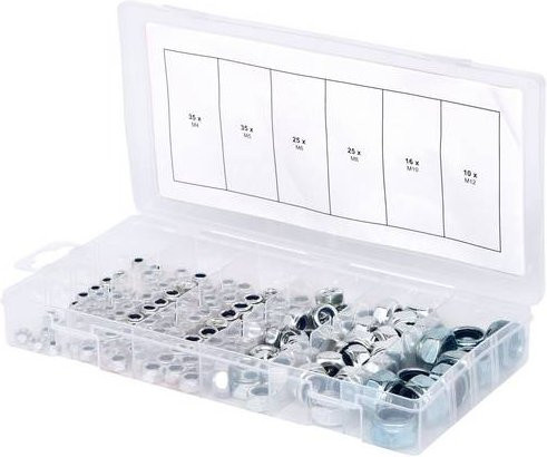 KS Tools 970.0120 Muttern-Sortiment DIN 985, sechseckig, verzinkt, silber - Bild 1