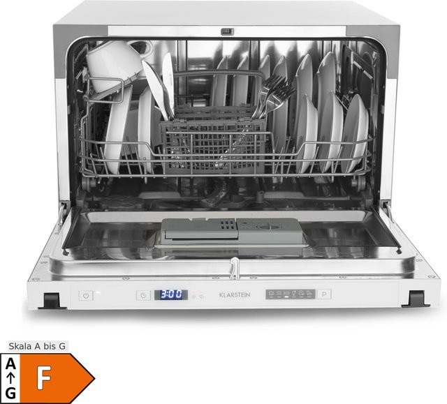 Klarstein Havasia Flow UV 6 Secret Einbau-Geschirrspüler mit UV-Licht und 6 Programmen in Weiß - Bild 1