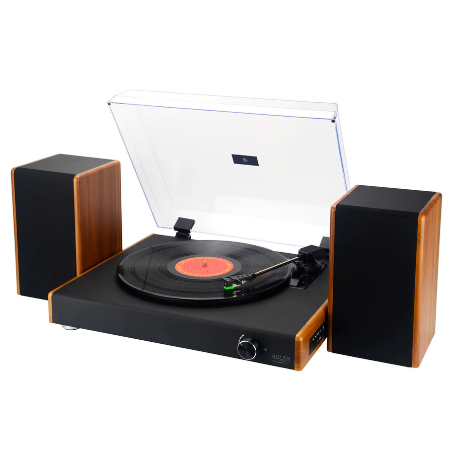 Adler Bluetooth und USB Plattenspieler mit Keramik-Inlay in Schwarz für 7, 10 und 12 Zoll Schallplatten mit RCA-Audioausgang - Bild 3