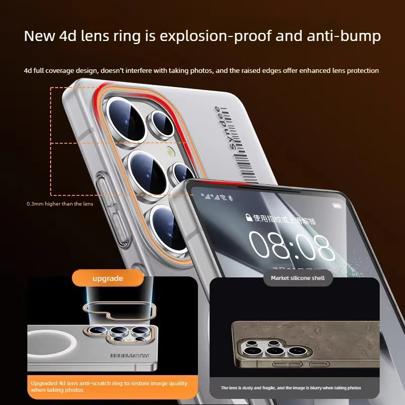 Mattierte magnetische Schutzhülle für Samsung Galaxy S26 S25 S24 S23 S22 Ultra Plus in Schwarz und Transparent mit Anti-Drop Funktion und Translucent-Effekt - Bild 3