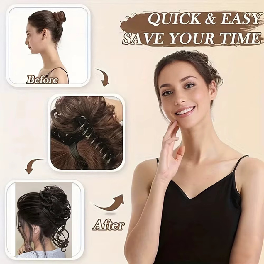 Lansa Synthetischer Chignon Messy Bun Claw Clip-in-Haarteil, Damen - Bild 2