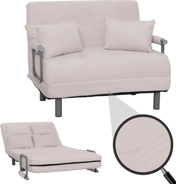 Schlafsessel MCW K29 als Schlafsofa und Gästebett mit Cord-Bezug in Creme-Weiß, Liegefläche B: 100 cm, L: 190 cm - Bild 1