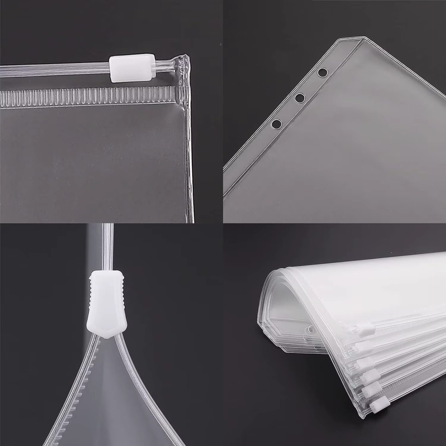 8er Set PVC Zipper Beutel transparent für Budget Organizer und Dokumente A7 - Bild 3