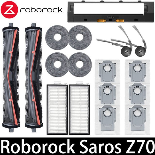 Roborock Saros Z70 Zubehör-Set mit Seitenbürsten, Filtern, Mopptüchern und Staubbeuteln in Grau und Multicolour - Bild 1