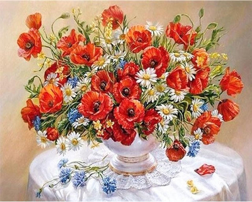 FIYO Diamond Painting Set 5D Motiv Tisch und Blumen, mehrfarbig, B/H: 20 x 30 cm - Bild 1