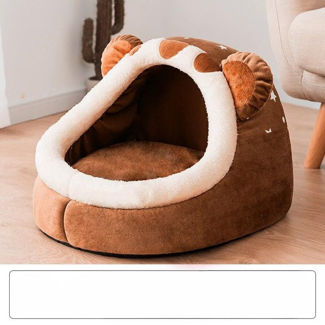 Warme Hundehütte Teddy für kleine und mittelgroße Hunde und Katzen, braun, B/T/H: 31 x 30 x 28 cm - Bild 1