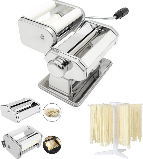 MasterFeng Nudelmaschinen-Set aus Edelstahl mit Ravioli-Aufsatz in Silber - Bild 1