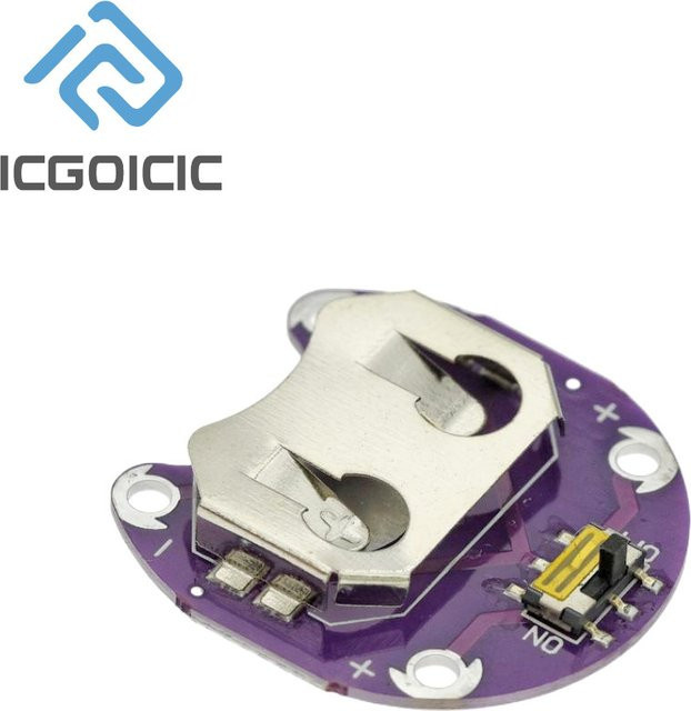 SZYTF LilyPad CR2032 Knopfzellen-Batteriehalter mit Ein-/Aus-Schalter und VCC/GND-Ausgang in Lila für Arduino Wearable und Low-Power-Projekte - Bild 1