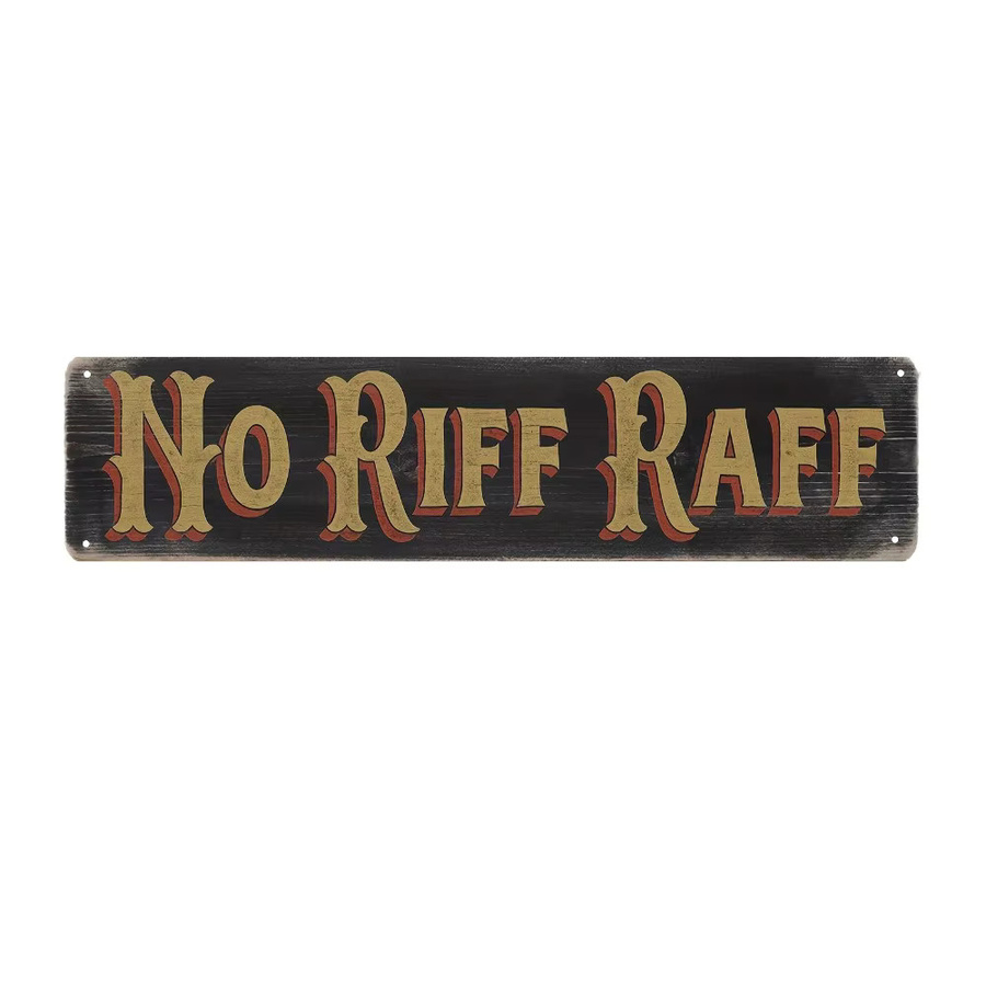 CIFBUY Vintage No Riff Raff Metallschild in Rot-Gold, Wanddekoration im Distressed-Stil, Breite: 40,64 cm, Höhe: 10,16 cm - Bild 2