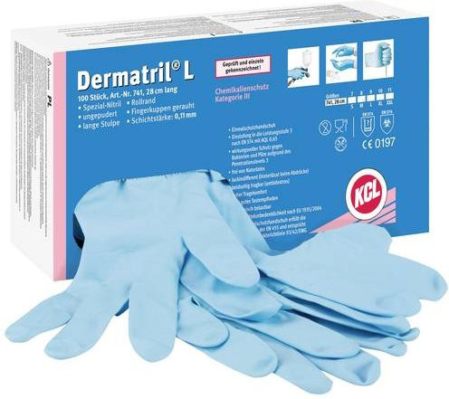 KCL Dermatril L 741 Nitril Einweghandschuhe Blau, 100 Stück - Bild 1