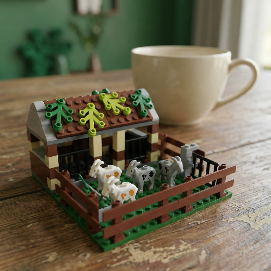 likaka MOC Schafstall, Bausteine Spielset, Bauernhof, Tiere - Bild 3