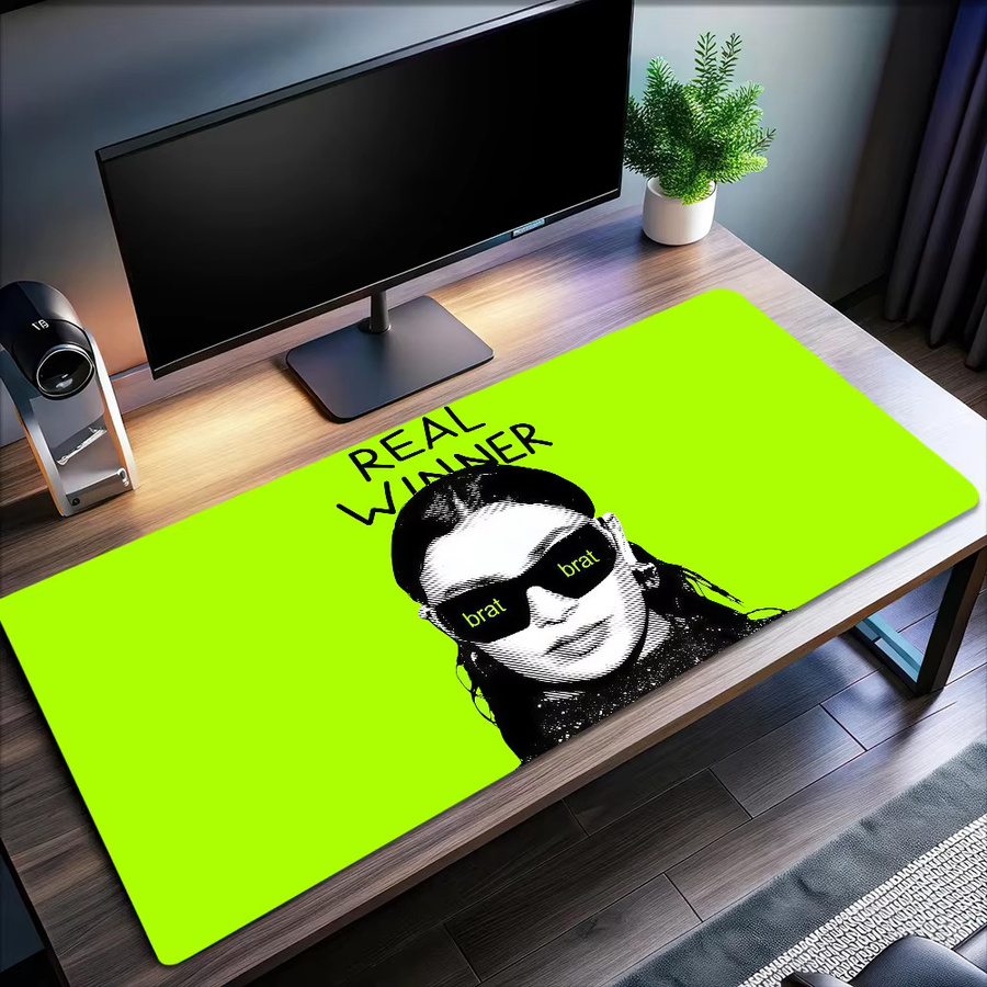 Singer Art Cool C-Charli XCX B-Brat Mauspad in Grün, rutschfestes und verdicktes Desktop-Mauspad mit Lockedge für Gaming und Büro - Bild 4