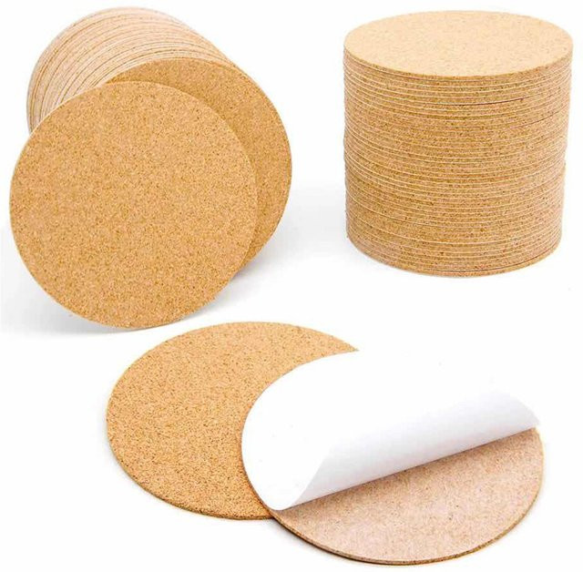 Selbstklebende Korkuntersetzer rund in Braun, 10,16 cm Durchmesser für DIY-Projekte im Büro und Zuhause - Bild 1
