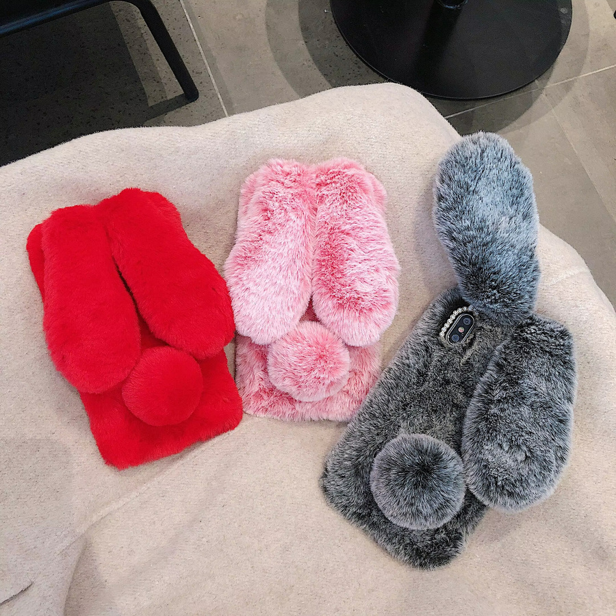 Flauschige iPhone Hülle mit Kaninchen-Plüsch für verschiedene Modelle, Multicolor - Bild 2