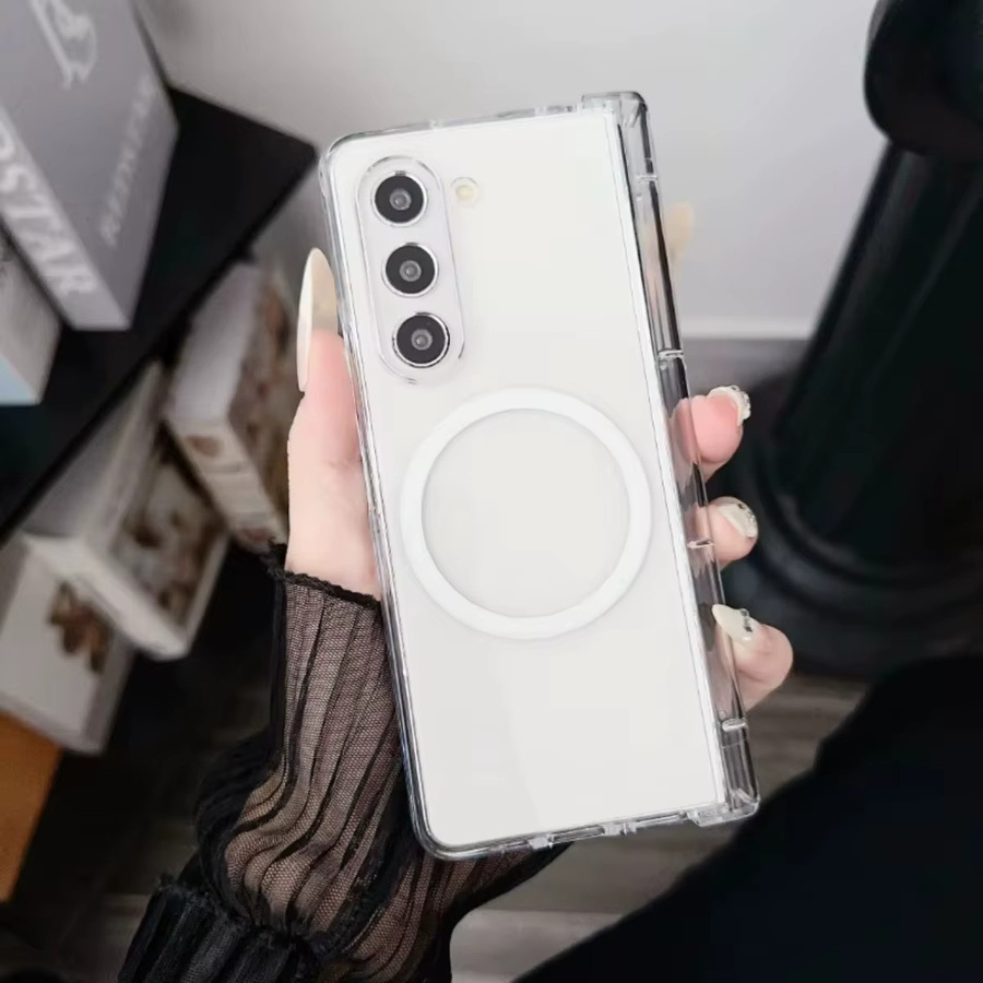 Transparente magnetische kabellose Ladehülle mit Scharnierschutz für Samsung Galaxy Z Fold 6 5 4 3 - Bild 3