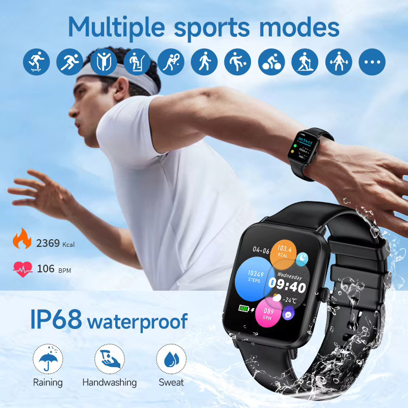 LIGE Smartwatch, Schwarz, Silikon, Unisex - Bild 6