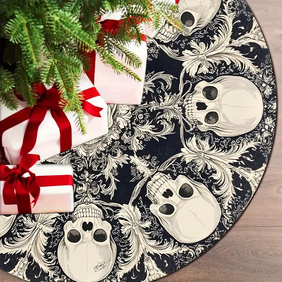 VIKAMA Totenkopf Weihnachtsbaumkleid in Schwarz für Party und Heimdekoration - Bild 2