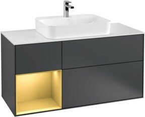 V&B Waschtischunterschrank Finion mit Wandbeleuchtung, Breite: 120 cm, Farbe: Gold, Lackiert - Bild 1