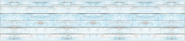MySpotti Küchenrückwand Profix Cucina Wood Light in Cyanblau mit Holzoptik und Aluminium-Abschluss B: 270 cm, H: 60 cm - Bild 1