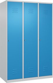 C+P Spind Classic PLUS Garderobenschrank mit 3 Abteilen, Stahlkonstruktion, Zylinderschloss und 4 Garderobenhaken, B/T/H: 120 x 50 x 185 cm - Bild 1