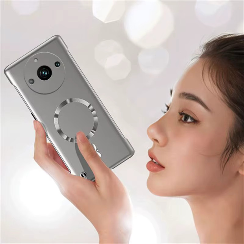 LYYDFUMAN Magnetische Handyhülle für Realme GT NEO 2 3 3T 10 11 12 13 Pro Plus, Ultradünne Rahmenlose Metall-Schutzhülle mit MagSafe Unterstützung, Stoßfest, Blau und Silber - Bild 4