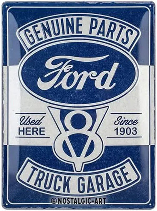 Nostalgic-Art Retro-Blechschild V8 Garage in Blau, Vintage Metallplakette zur Wanddekoration, Rechteckig - Bild 1