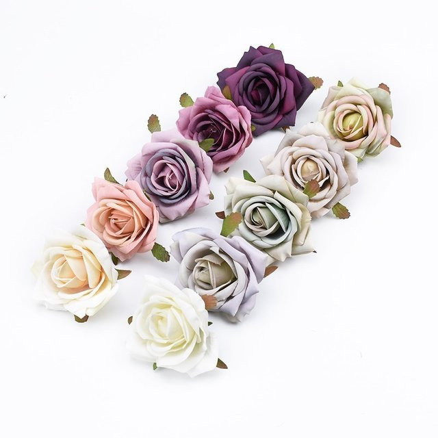 TTCY Künstliche Rosenköpfe in Multicolor für Hochzeit und Dekoration, Durchmesser: 8 cm - Bild 1