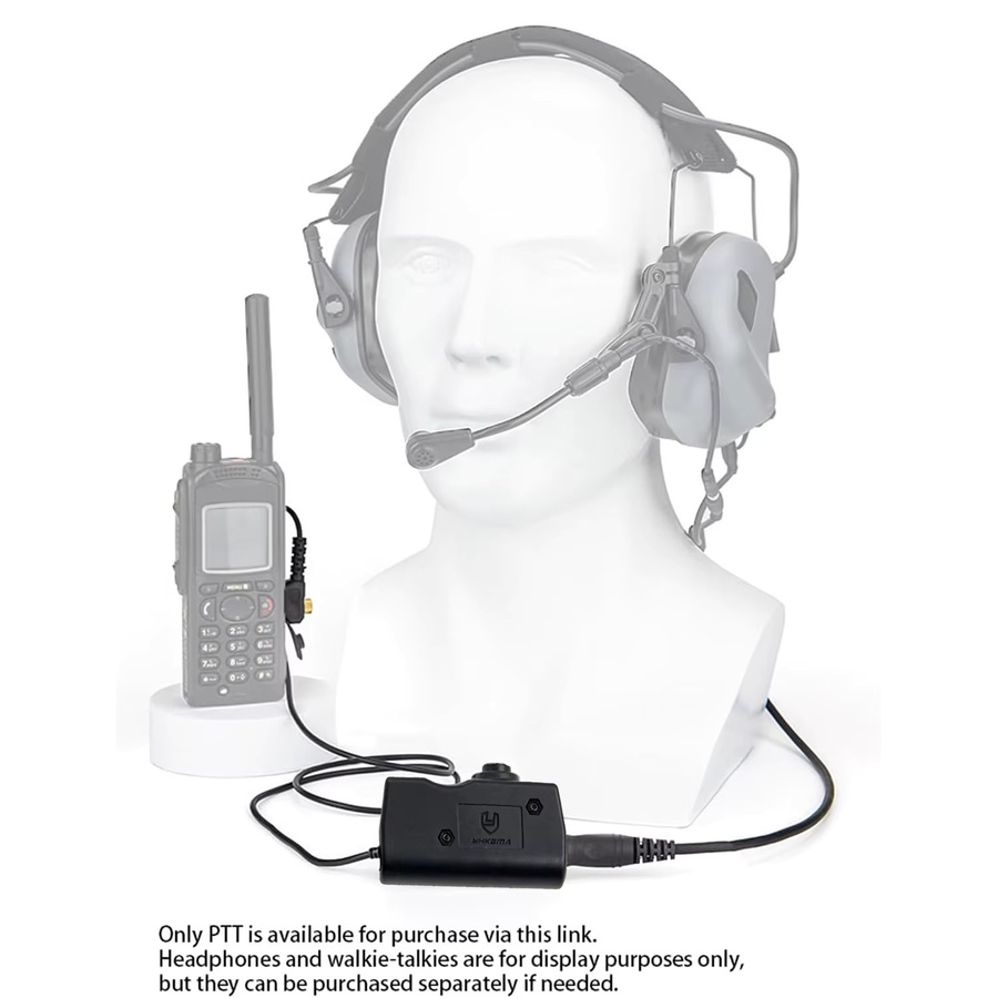 YHKEMA E70 Taktisches Schieß-Gehörschutz Headset mit Helm-ARC-Schienenadapter und Kenwood PTT-Adapter in Braun - Bild 3