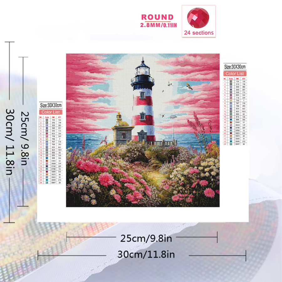 EverShine DIY Diamantmalerei Leuchtturm Landschaft Meer Motiv als Strass Wandkunst in Mehrfarbig - Bild 2