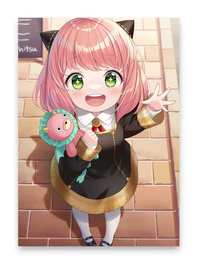 MINISO Spy X Family Anya Poster HD Wasserdicht Selbstklebend Heimdekoration Schwarz - Bild 5