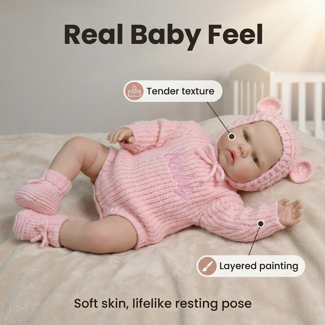 NPK Reborn-Babypuppe Pickle Awake, Mädchenpuppe, 19 Zoll, mit weichem Stoffkörper - Bild 1