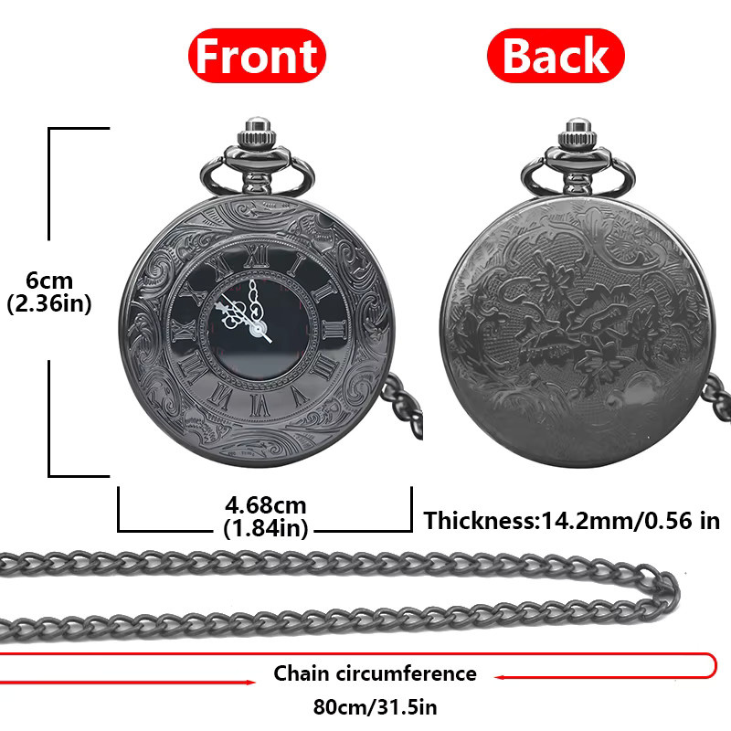 wecin Halskettenanhänger Quarz-Taschenuhr, Messing, Bronze, Unisex - Bild 3