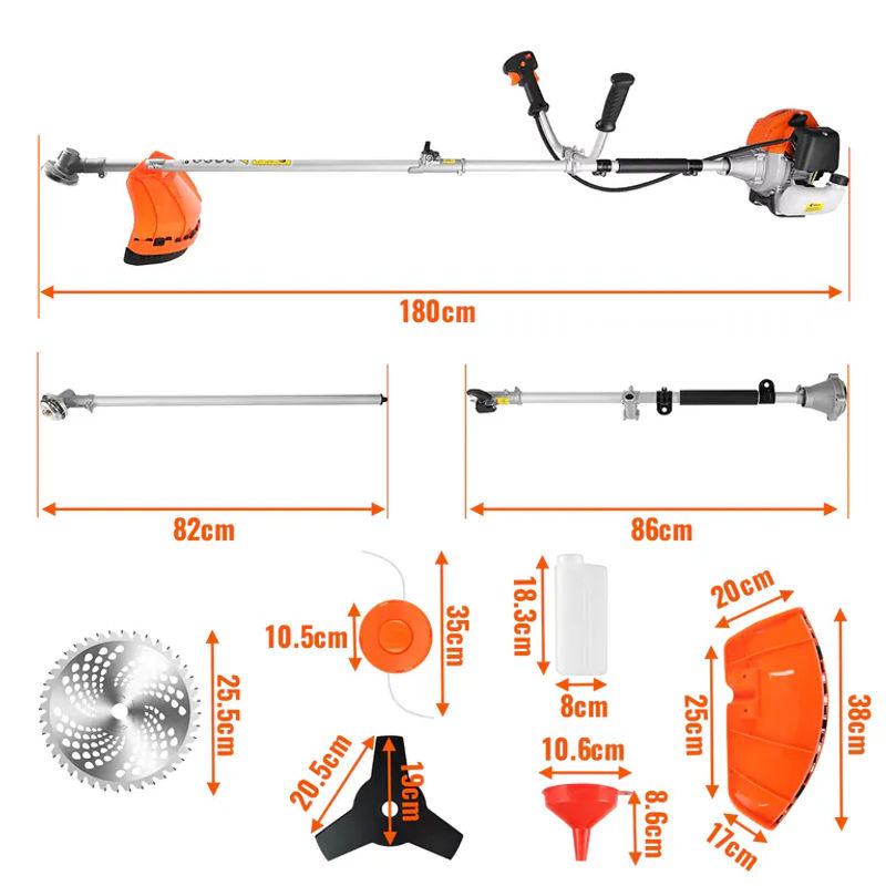 CONENTOOL 3-in-1 Benzin-Rasenmäher und Multifunktions-Freischneider mit 52cc 2-Takt Motor, 2500W, Orange - Bild 4