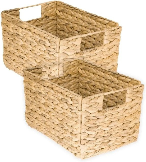 HMF 37242 Aufbewahrungskorb aus geflochtener Wasserhyazinthe und Seegras in Beige, 2er Set, B/T/H: 32 x 23 x 20 cm - Bild 1
