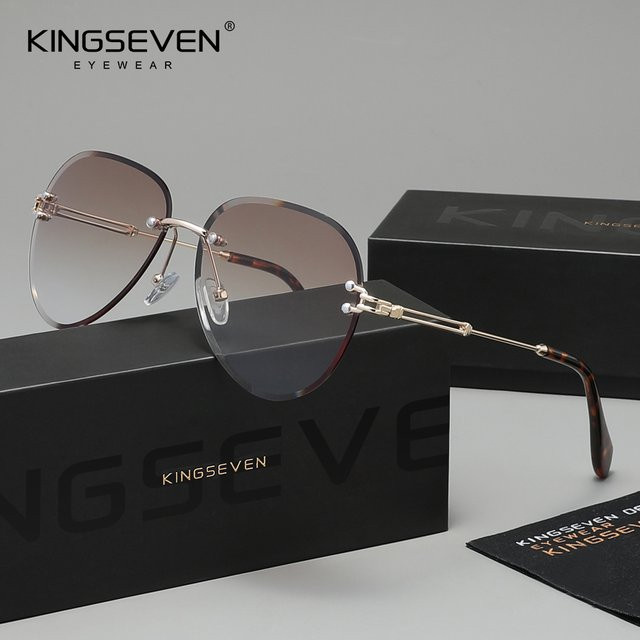 KINGSEVEN Sonnenbrille Piloten, randlos, Metall, Damen - Bild 1