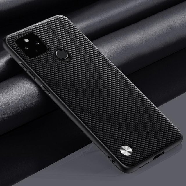 Stoßfeste Handyhülle aus luxuriösem PU-Leder und Silikon für Google Pixel 5 und Pixel 5A 5G in Schwarz Matt - Bild 1
