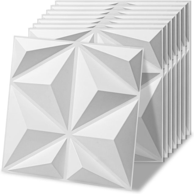 20 Stück 3D Wandpaneele mit geometrischer Struktur in Weiß für deine Wanddekoration, B/B: 50 x 50 cm - Bild 1